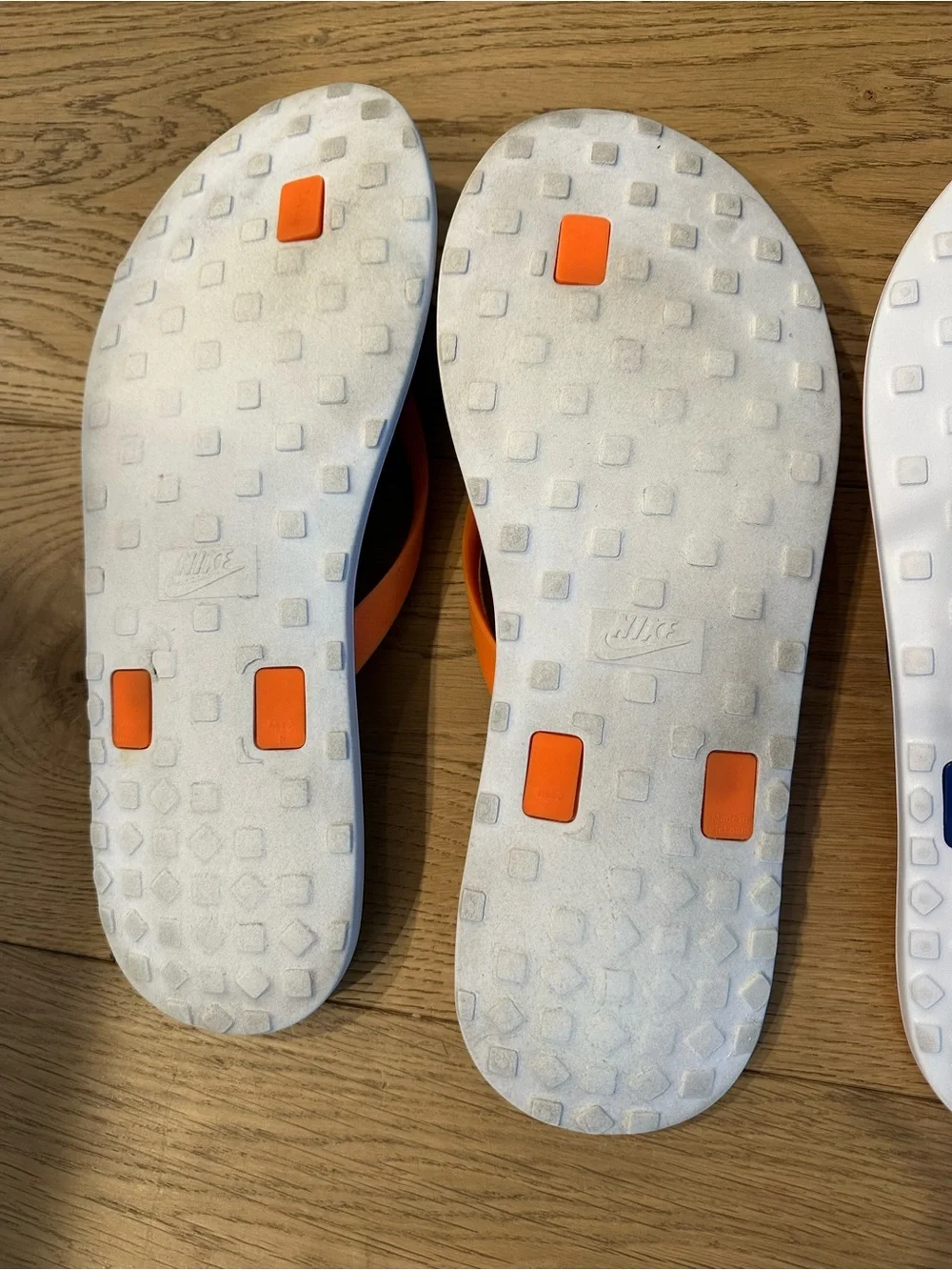 Nike Flip Flop Trio - Black/Orange, Red/Blue, Gray. Mens size 12